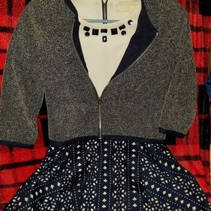 Navy blue/cream dress and jacket